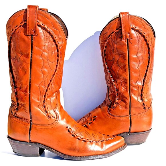 Men\'s Size 8 Dan Post 6678 Deertan Buck Lace Brown Leather Cowboy Boots main image 5